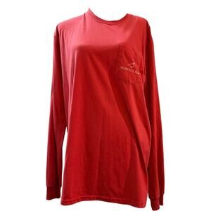 Properly Tied Red Long Sleeve Pocket Tee Shotgun Shell Graphic Shirt Size L